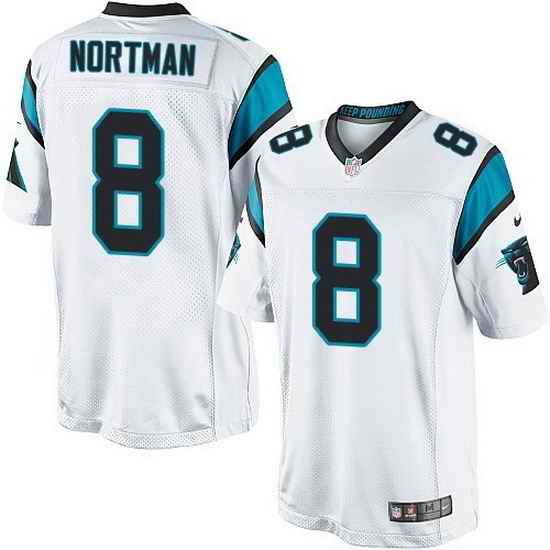 Nike Panthers #8 Brad Nortman White Team Color Mens Stitched NFL Elite Jersey